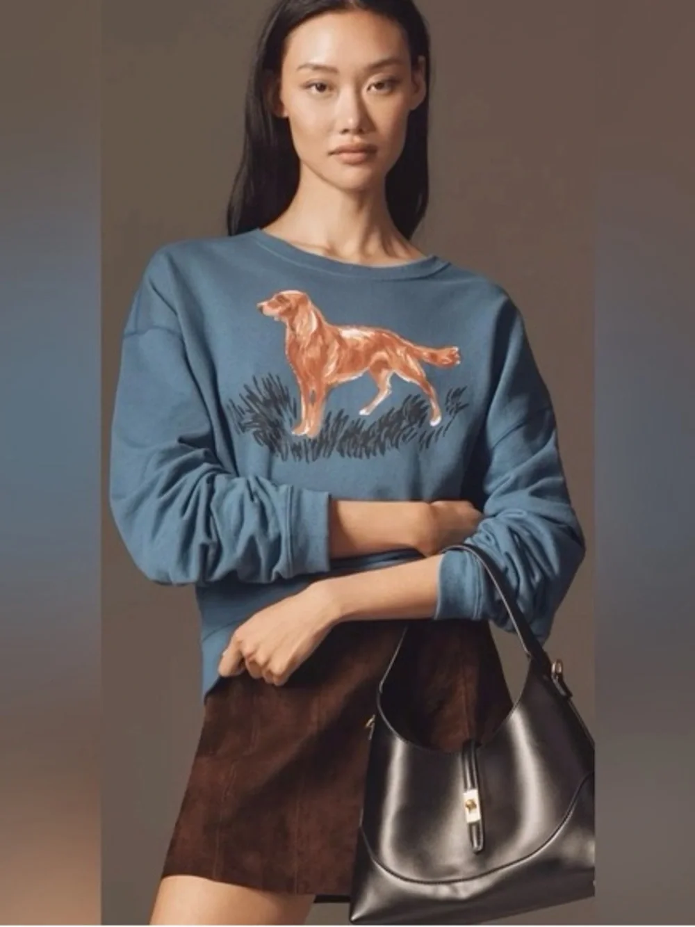 Maeve Blue Dog Graphic Sweatshirt - golden retriever